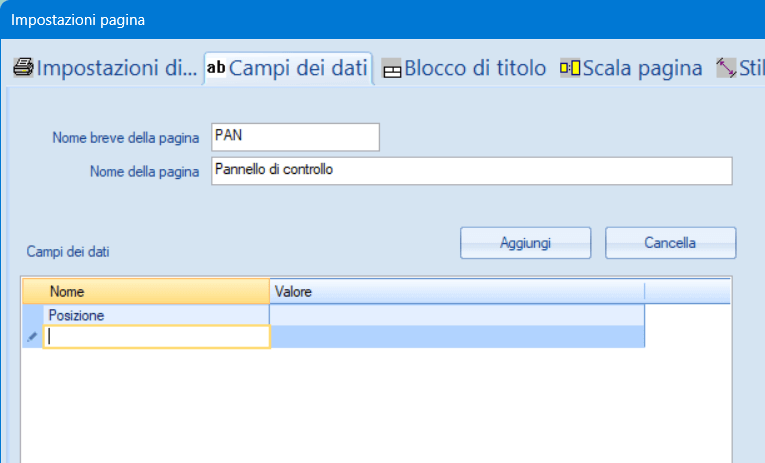 impostazioni della pagina